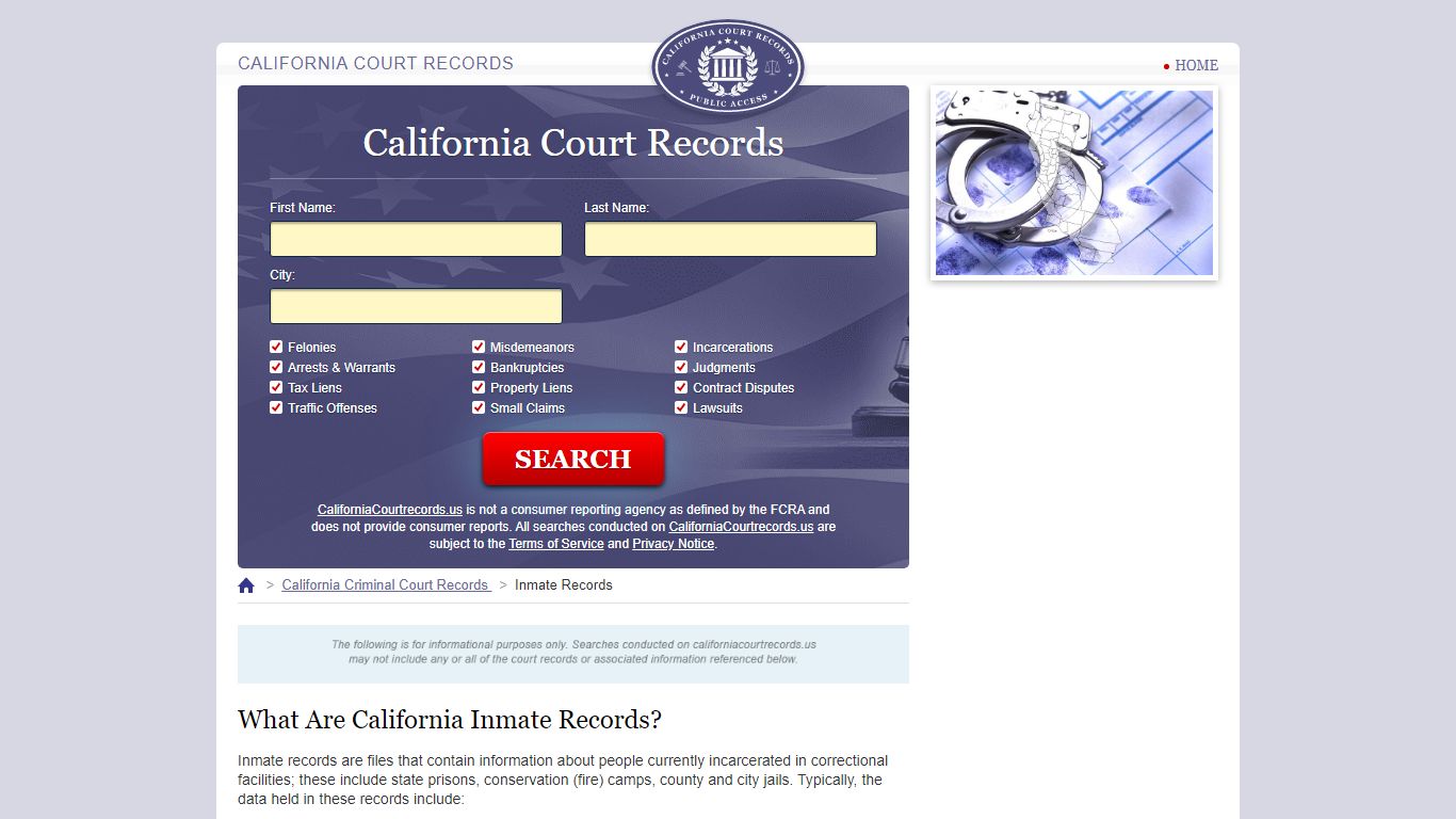 California Inmate Search | CaliforniaCourtRecords.us