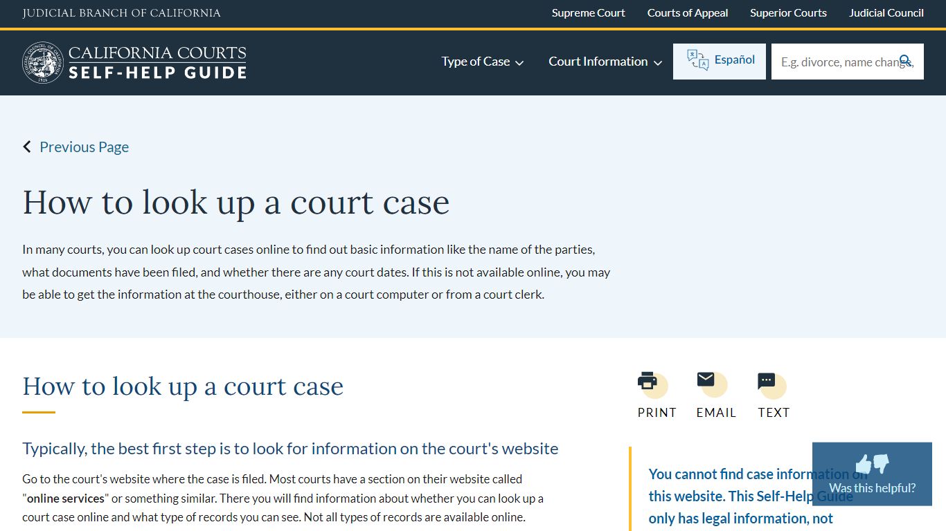 How to look up a court case | California Courts | Self Help Guide